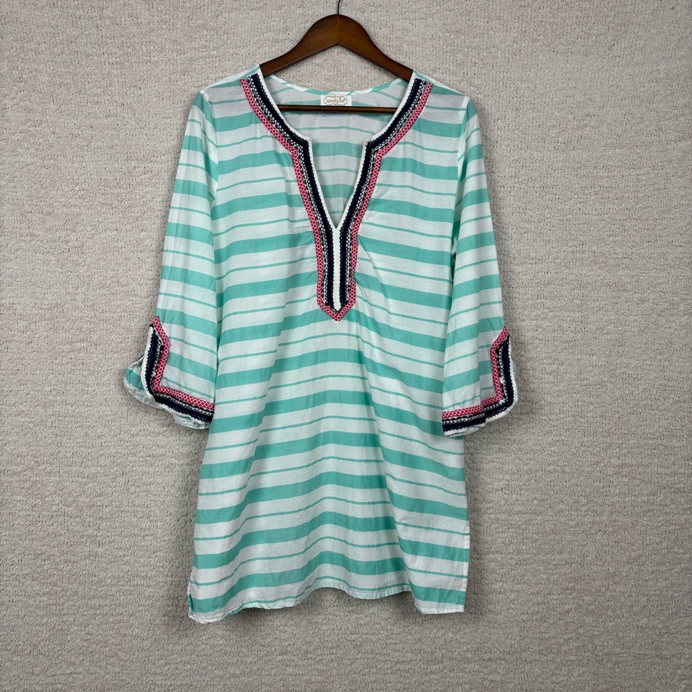 Mud Pie Swim Cover Up Womens Lg Mint Green White Atlantis Paradise Island Colab